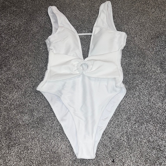 Other - Ribbed White One-Piece Bathing Suit